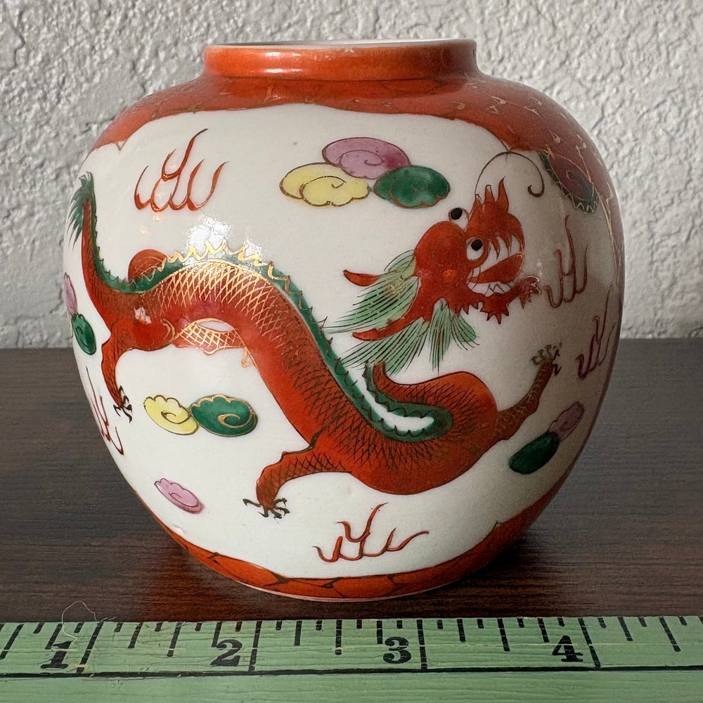 Chinese‎ Dragon and Phoenix Porcelain Vase Famille Style Enamel Decor